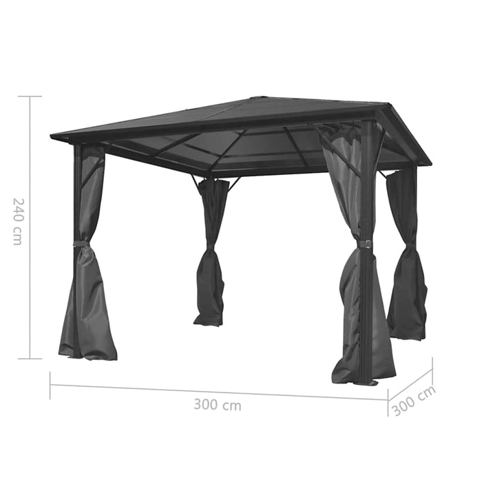 Pavilion cu perdea, antracit, 300 x 300 cm, aluminiu - WALTI WALTI