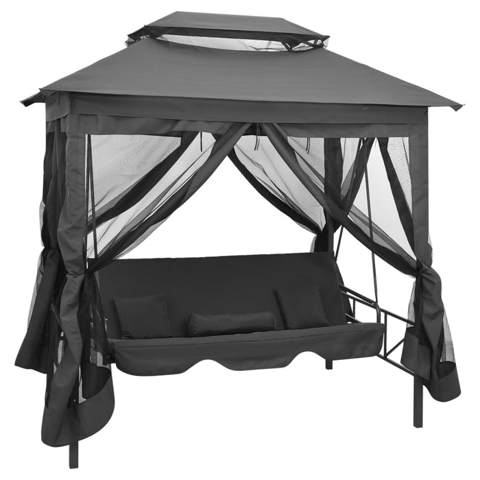 Balansoar extensibil cu copertină antracit 220x160x240 cm oțel - WALTI WALTI