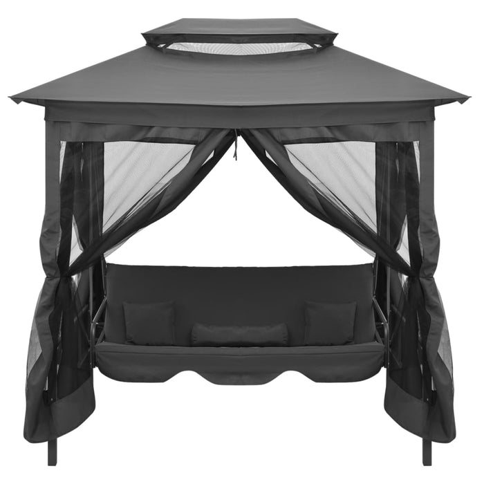 Balansoar extensibil cu copertină antracit 220x160x240 cm oțel - WALTI WALTI
