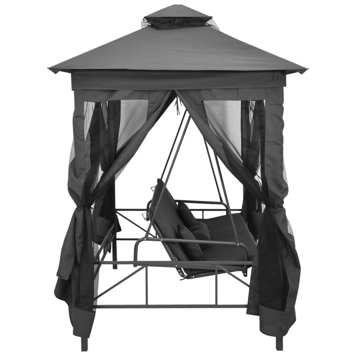 Balansoar extensibil cu copertină antracit 220x160x240 cm oțel - WALTI WALTI