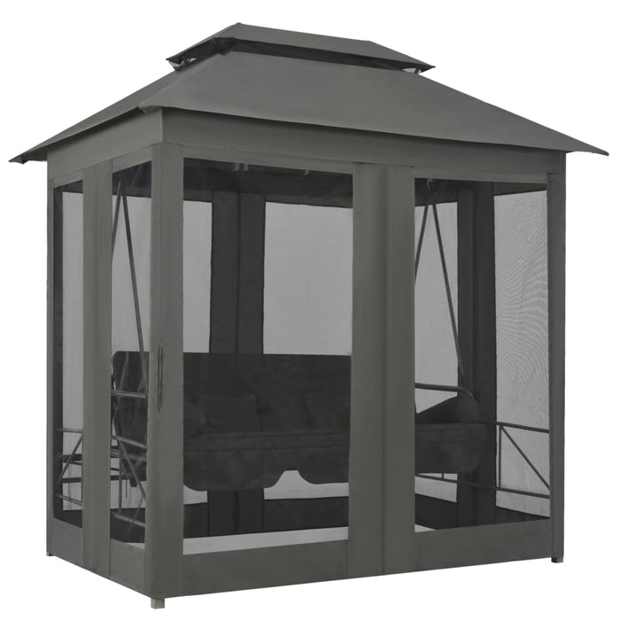 Balansoar extensibil cu copertină antracit 220x160x240 cm oțel - WALTI WALTI