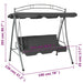 Balansoar extensibil cu copertină antracit 198x120x205 cm oțel - WALTI WALTI