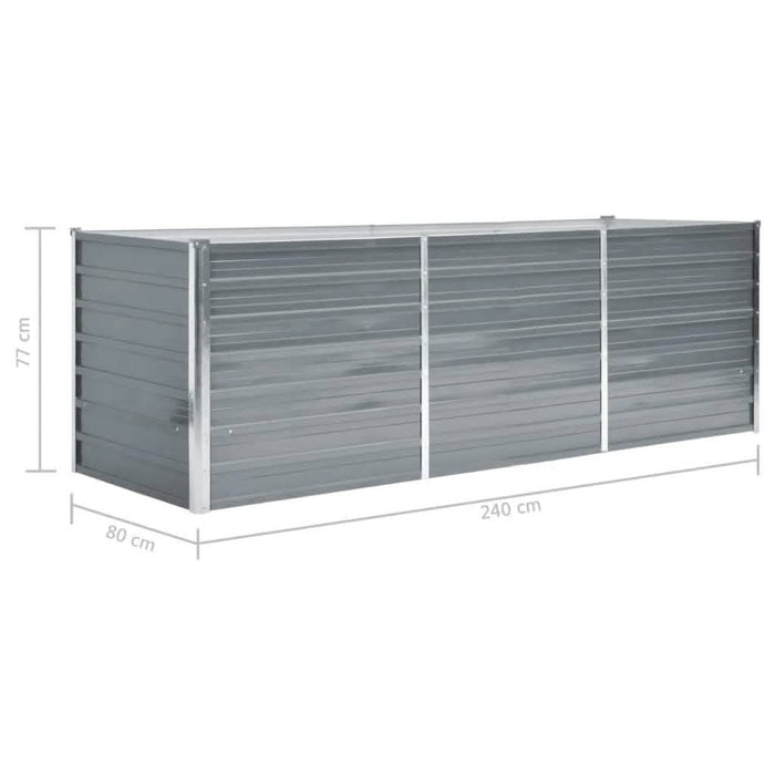 Strat înălțat de grădină, gri, 240x80x77 cm, oțel galvanizat - WALTI WALTI