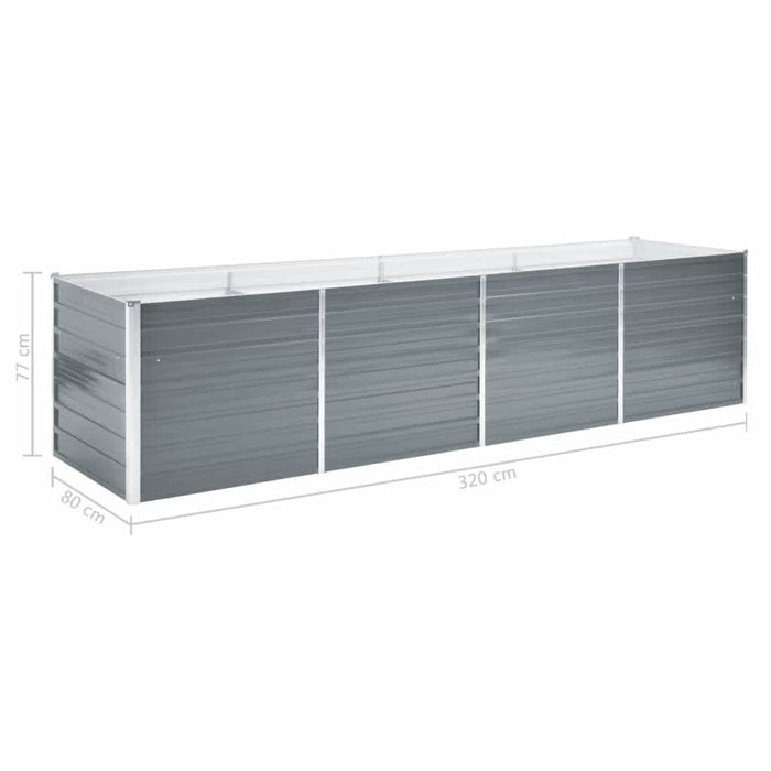 Strat înălțat de grădină, gri, 320x80x77 cm, oțel galvanizat - WALTI WALTI