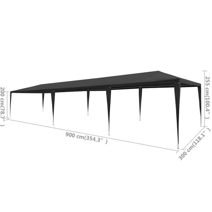 Cort de petrecere, antracit, 3 x 9 m, PE - WALTI WALTI