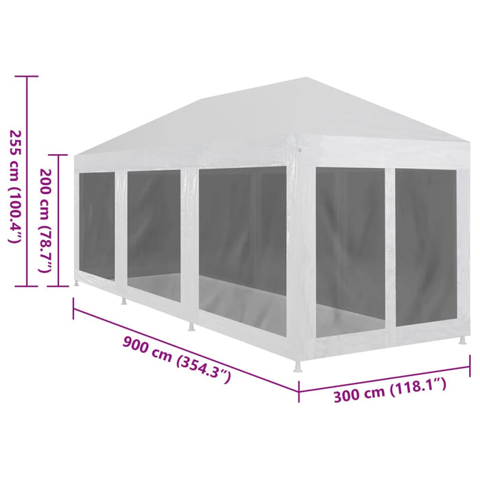 Cort de petrecere cu 8 pereți din plasă, 9 x 3 m - WALTI WALTI