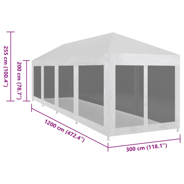 Cort de petrecere cu 10 pereți din plasă, 12 x 3 m - WALTI WALTI
