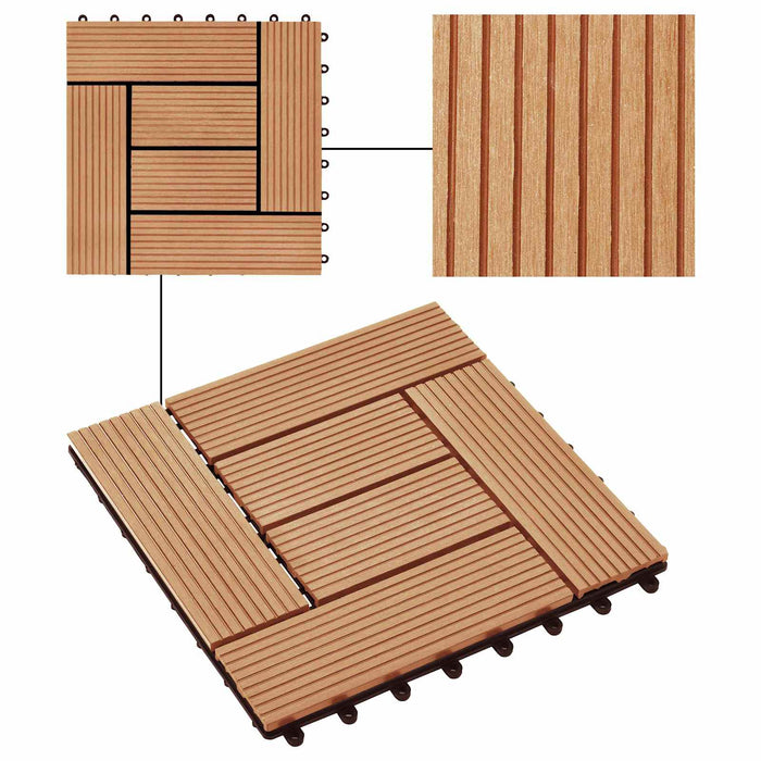 Plăci pentru Deck 11 pcs Lemn de tec 30 x 30 cm Lemn compozit - WALTI WALTI