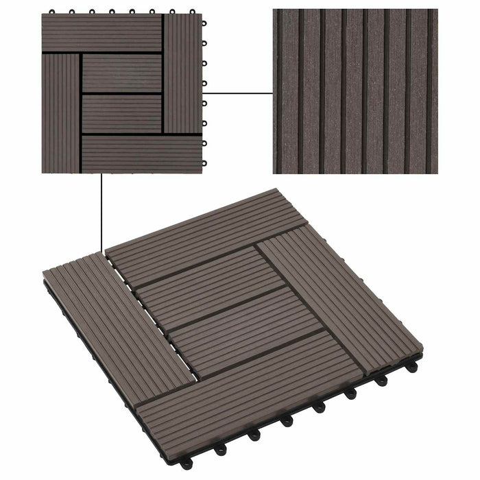 Plăci pentru Deck 11 pcs Maro închis 30 x 30 cm Lemn compozit - WALTI WALTI