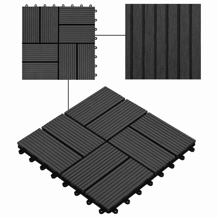 Plăci pentru Deck 11 pcs Negru 30 x 30 cm Lemn compozit - WALTI WALTI