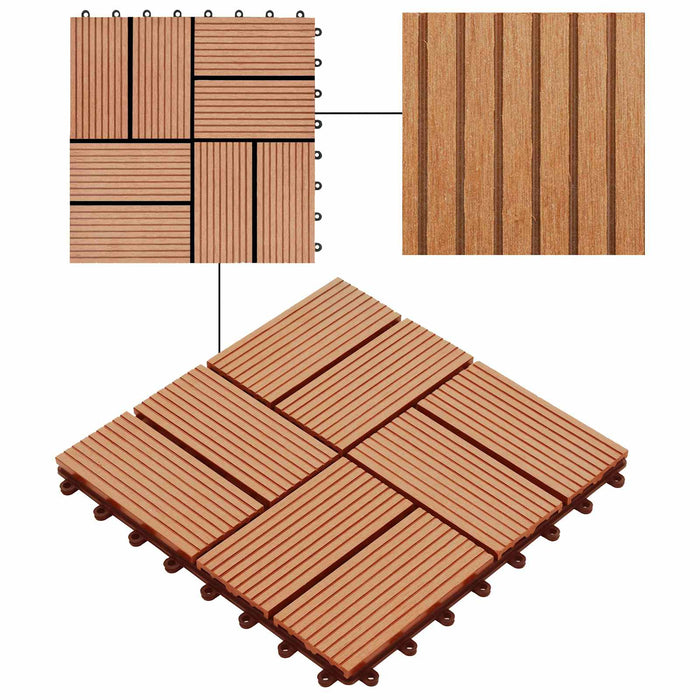 Plăci pentru Deck 11 pcs Lemn de tec 30 x 30 cm Lemn compozit - WALTI WALTI