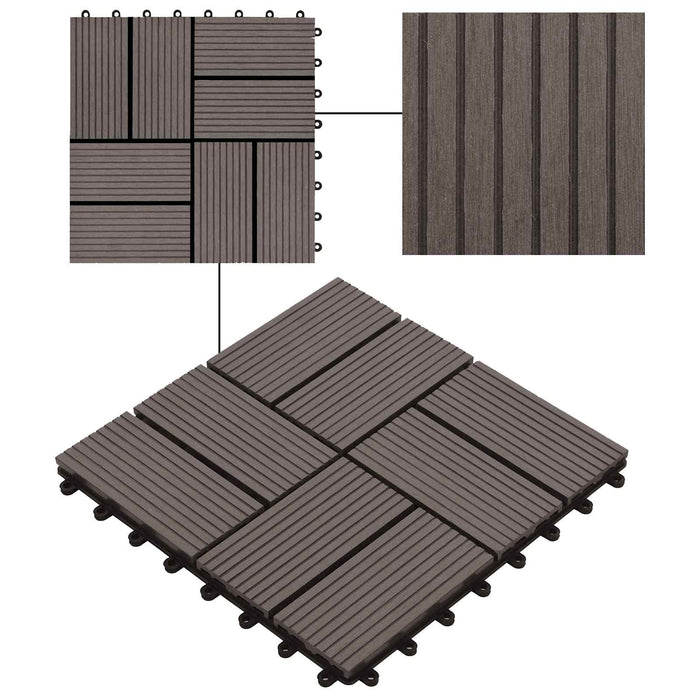 Plăci pentru Deck 11 pcs Maro închis 30 x 30 cm Lemn compozit WALTI