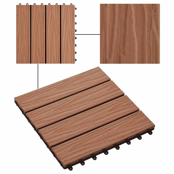 Plăci pentru Deck 11 pcs Maro deschis 30 x 30 cm Lemn compozit - WALTI WALTI
