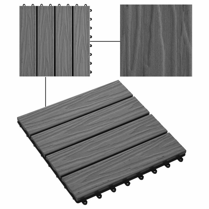 Plăci pentru Deck Design 3D 11 pcs Gri 30 x 30 cm Lemn compozit - WALTI WALTI