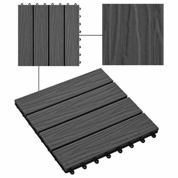 Plăci pentru Deck 11 pcs Negru 30 x 30 cm Lemn compozit - WALTI WALTI