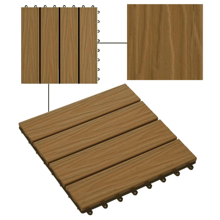 Plăci pentru Deck 11 pcs Lemn de tec 30 x 30 cm Lemn compozit - WALTI WALTI