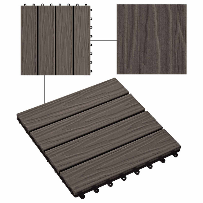 Plăci pentru Deck 11 pcs Maro închis 30 x 30 cm Lemn compozit - WALTI WALTI