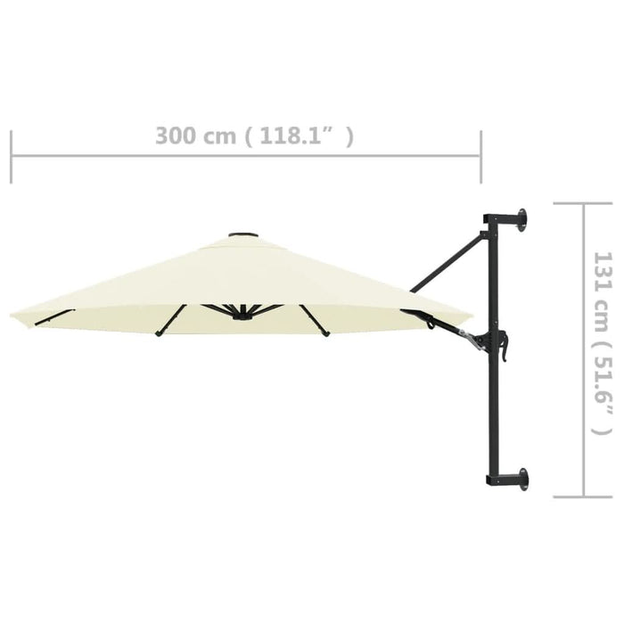 Umbrelă soare, montaj pe perete, stâlp metalic, 300 cm, nisipiu - WALTI WALTI