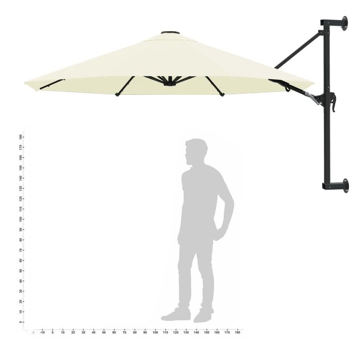 Umbrelă soare, montaj pe perete, stâlp metalic, 300 cm, nisipiu - WALTI WALTI