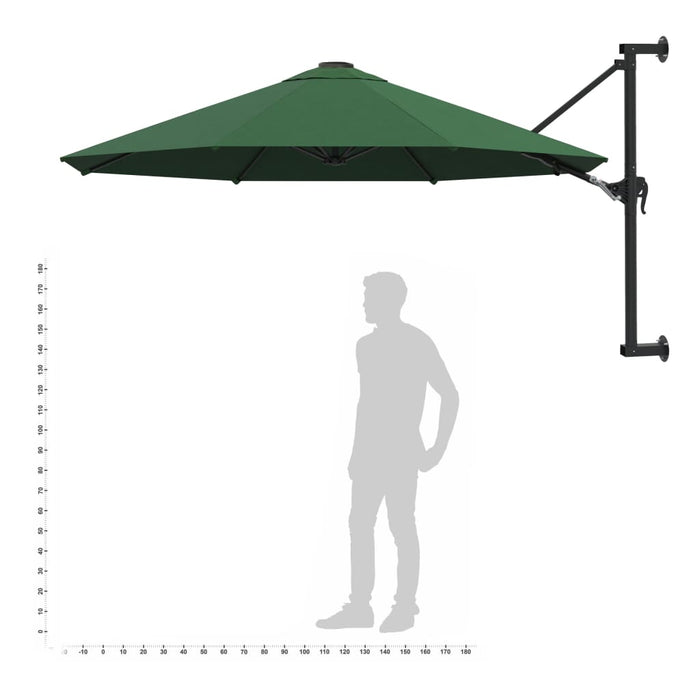 Umbrelă soare, montaj pe perete, tijă metalică, verde, 300 cm - WALTI WALTI