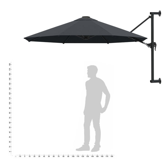 Umbrelă soare, montaj pe perete, stâlp metal, 300 cm, antracit - WALTI WALTI