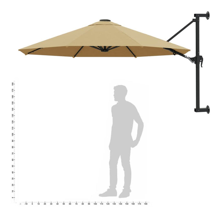 Umbrelă soare montaj pe perete tijă metalică gri taupe 300 cm - WALTI WALTI