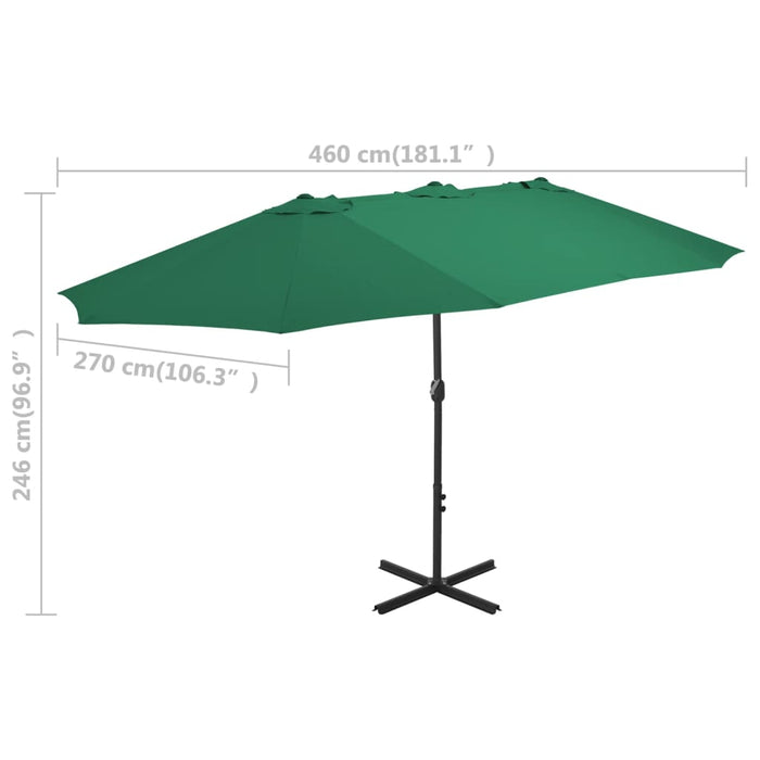 Umbrelă de soare de exterior, stâlp aluminiu, verde, 460x270 cm - WALTI WALTI