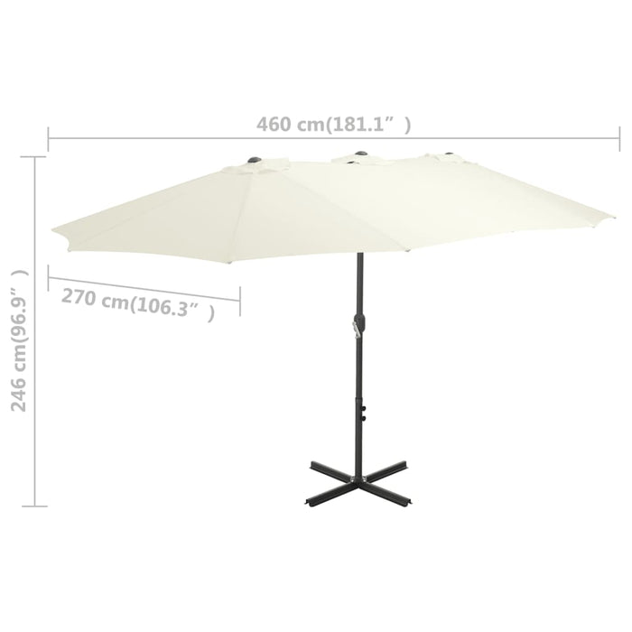 Umbrelă soare exterior, stâlp aluminiu, nisipiu, 460 x 270 cm - WALTI WALTI