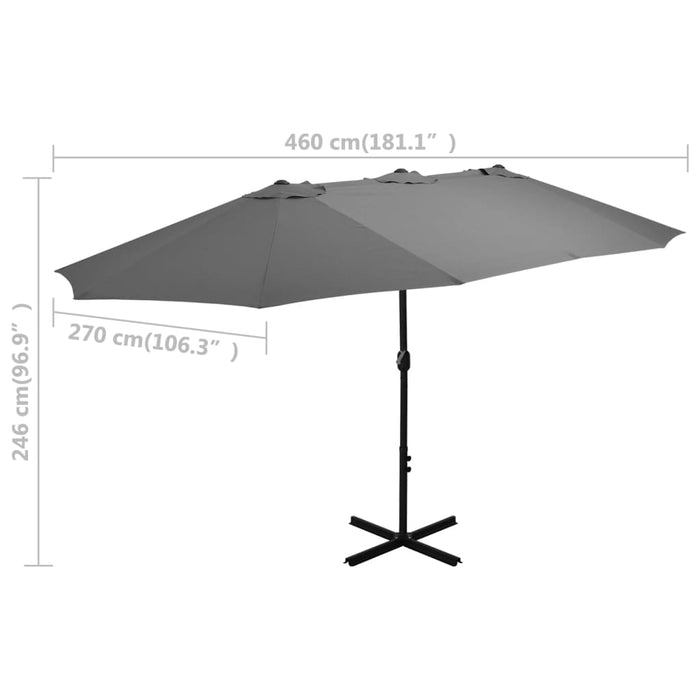 Umbrelă de soare cu stâlp aluminiu, antracit, 460 x 270 cm - WALTI WALTI