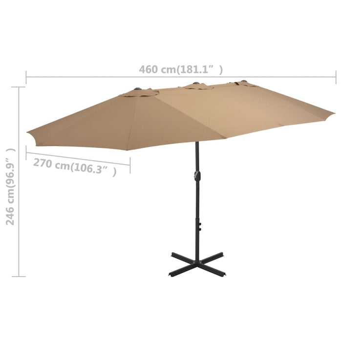 Umbrelă soare exterior cu stâlp aluminiu gri taupe 460x270 cm - WALTI WALTI