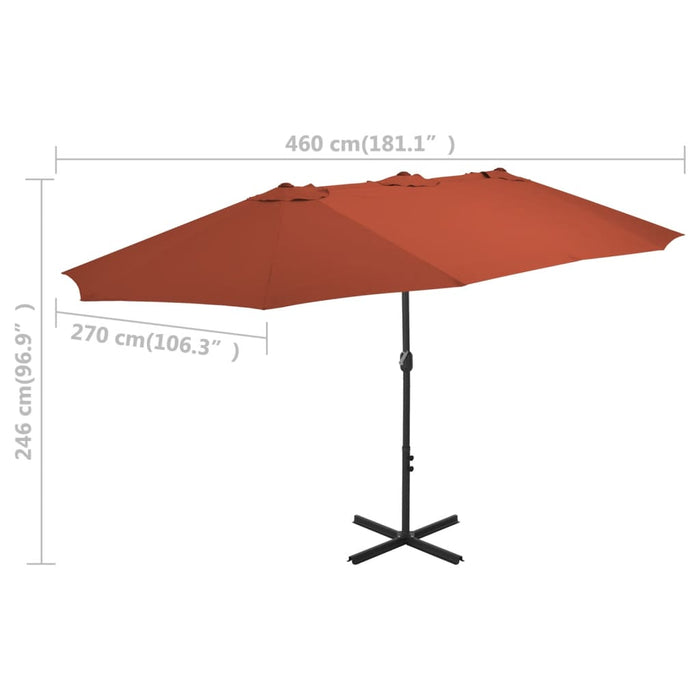 Umbrelă de soare exterior stâlp aluminiu, cărămiziu, 460x270 cm - WALTI WALTI