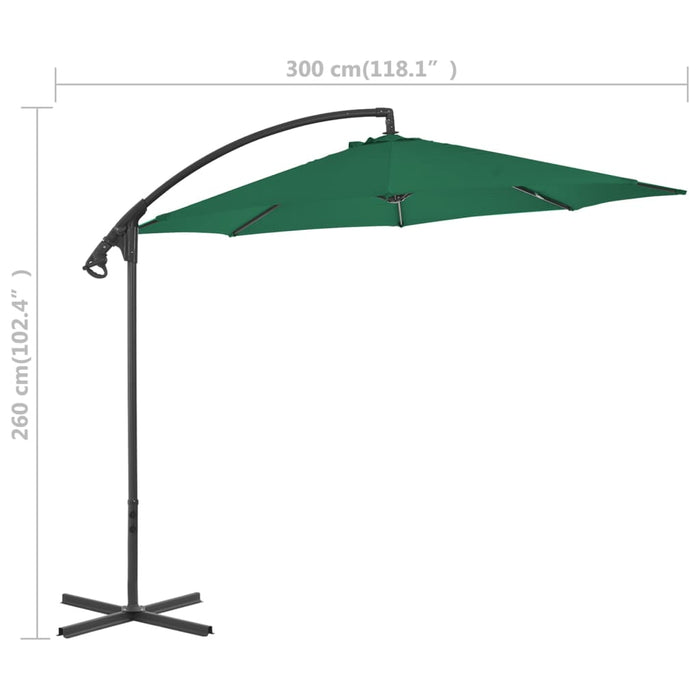 Umbrelă în consolă de grădină, stâlp din oțel, verde, 300 cm - WALTI WALTI