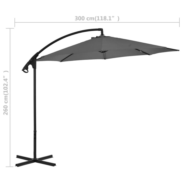 Umbrelă în consolă cu stâlp din oțel, antracit, 300 cm - WALTI WALTI