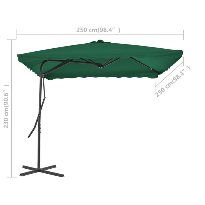 Umbrelă de soare de exterior, stâlp din oțel, verde, 250x250 cm - WALTI WALTI