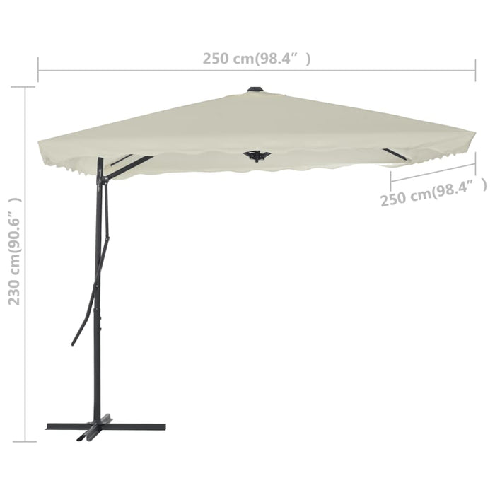 Umbrelă soare de exterior, stâlp din oțel, nisipiu, 250x250 cm - WALTI WALTI
