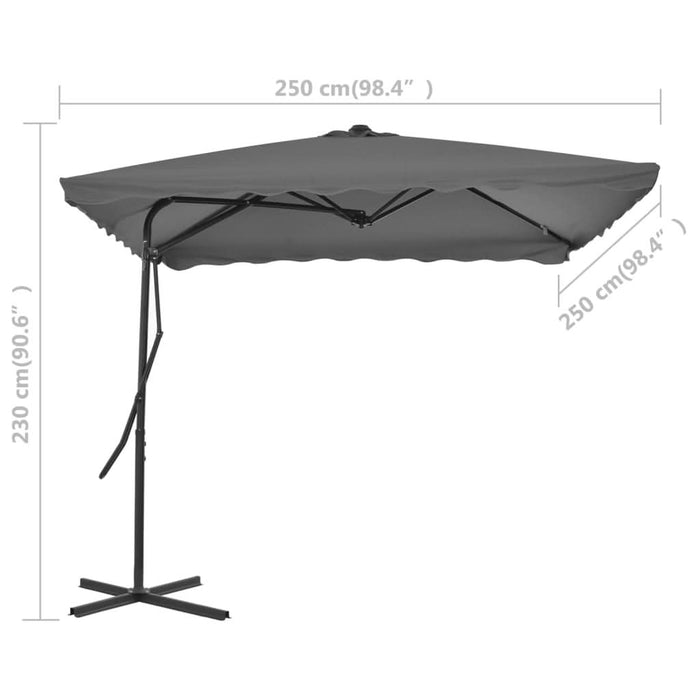 Umbrelă soare de exterior, stâlp din oțel, antracit, 250x250 cm - WALTI WALTI