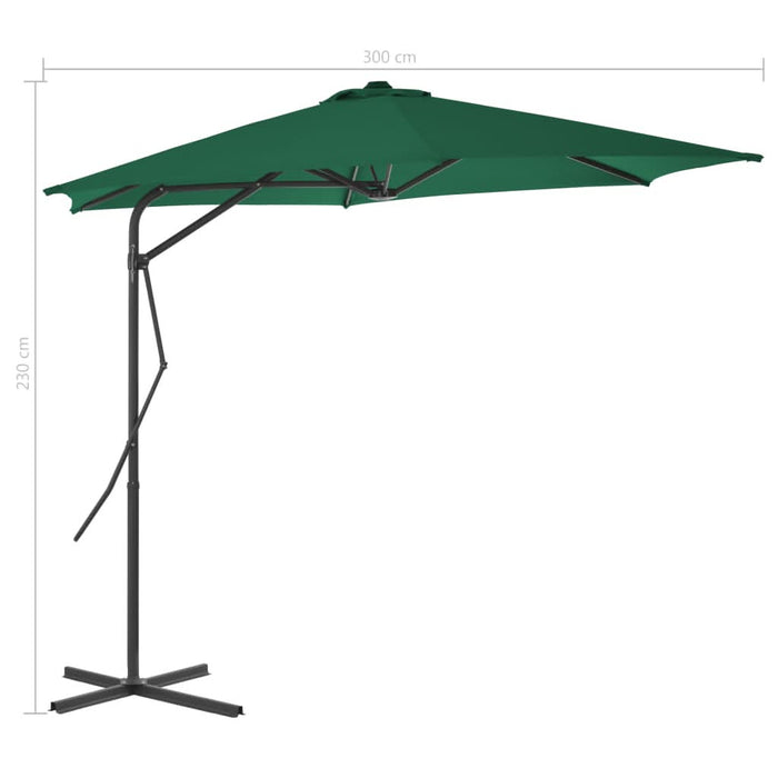 Umbrelă soare de exterior cu stâlp din oțel, verde, 300 cm - WALTI WALTI