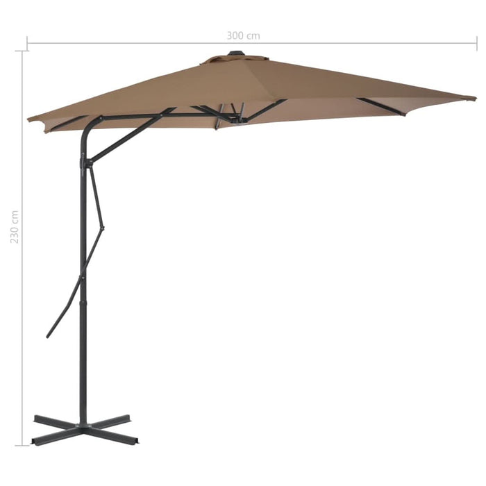 Umbrelă de soare de exterior, stâlp din oțel, gri taupe, 300 cm - WALTI WALTI