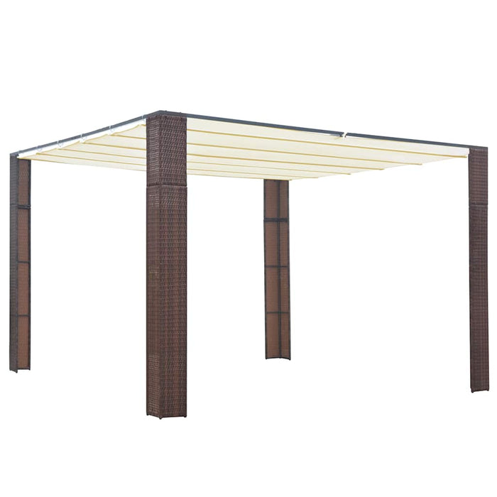 Pavilion cu acoperiș, maro și crem, 300x300x220 cm, poliratan WALTI