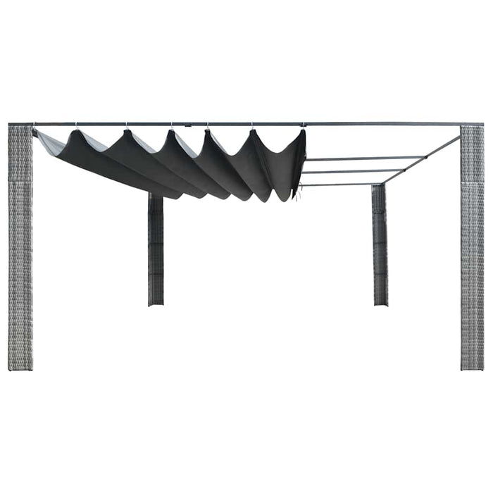 Pavilion acoperiș glisant gri antracit 400x400x200 cm poliratan WALTI