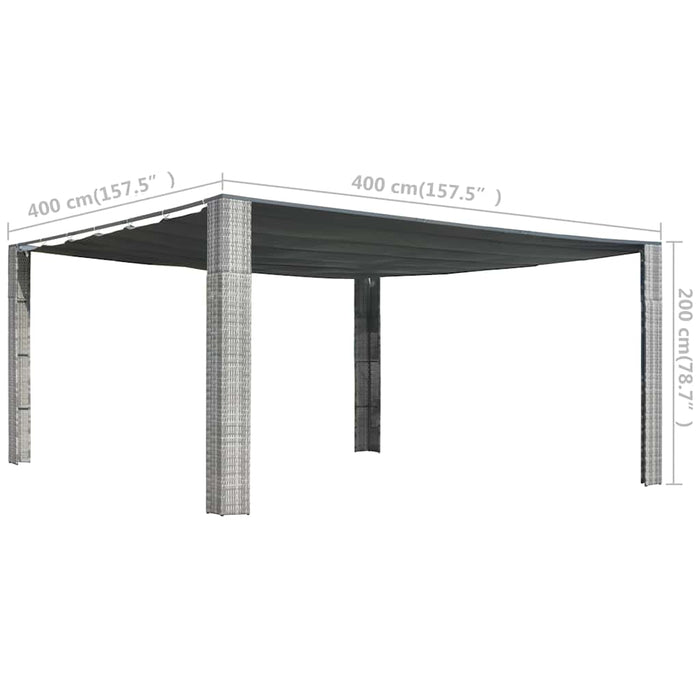 Pavilion acoperiș glisant gri antracit 400x400x200 cm poliratan WALTI
