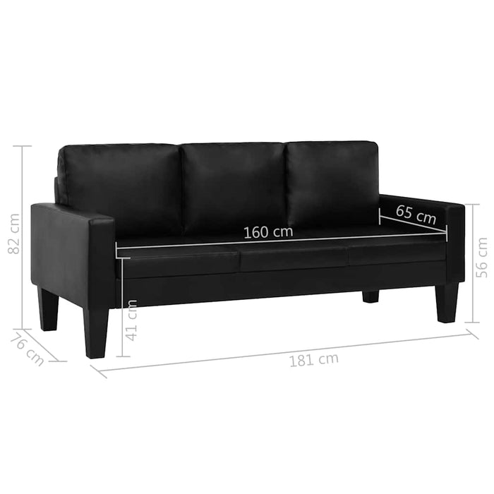 Set canapea, 2 buc., piele artificială, negru WALTI