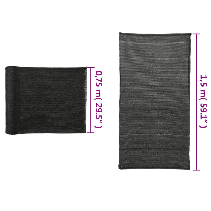 Plasă protecție vizuală, negru, 1,5x10 m, HDPE WALTI