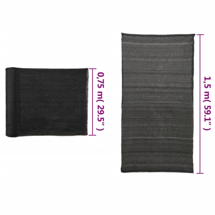 Plasă protecție vizuală, negru, 1,5x25 m, HDPE WALTI