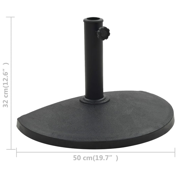 Suport umbrelă de soare, negru, 9 kg, polirășină, semi-rotund - WALTI WALTI