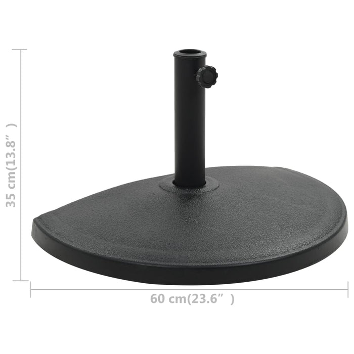 Suport umbrelă de soare, negru, 15 kg, polirășină, semi-rotund - WALTI WALTI
