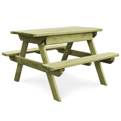 Masă de picnic cu bănci de copii, 90x90x58 cm, lemn pin tratat - WALTI WALTI