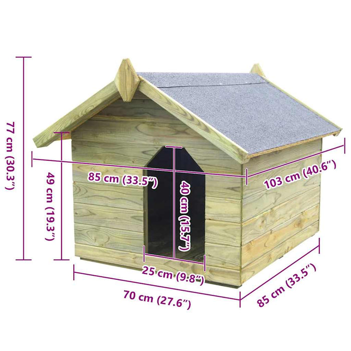 Cușcă câine grădină, acoperiș detașabil, lemn pin tratat - WALTI WALTI