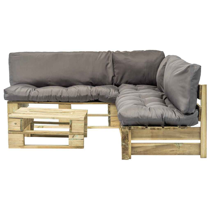 Set mobilier de grădină din paleți cu perne gri, 4 piese, lemn WALTI