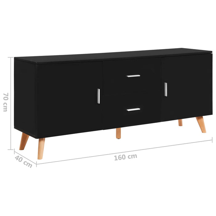 Servantă, negru, 160x40x70 cm, MDF WALTI